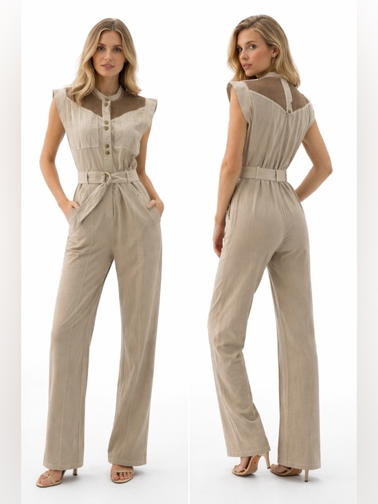 Gray State Pants - Gray State Indya Utility Jumpsuit Belted Wide-Leg Slit at Hemline Size 0